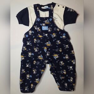 OshKosh Vintage Overalls Pirate Pup with matching tshirt 12 Months